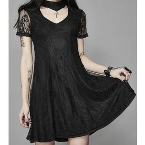 🦇House of Widow Ankh collar lace dress 🕸